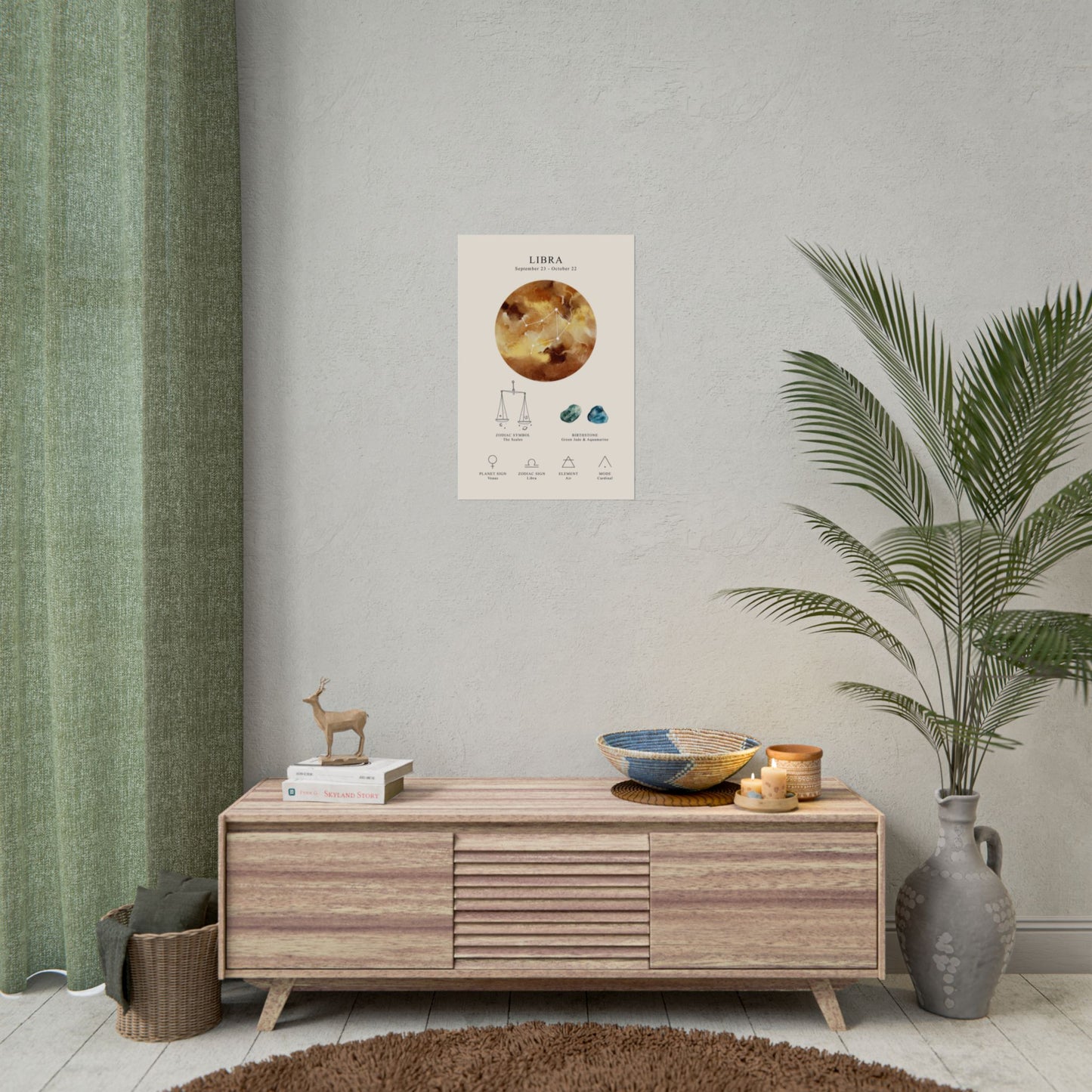 Zodiac Sign Art Print – Astrology Cheat Sheet Wall Decor for Libra Lovers