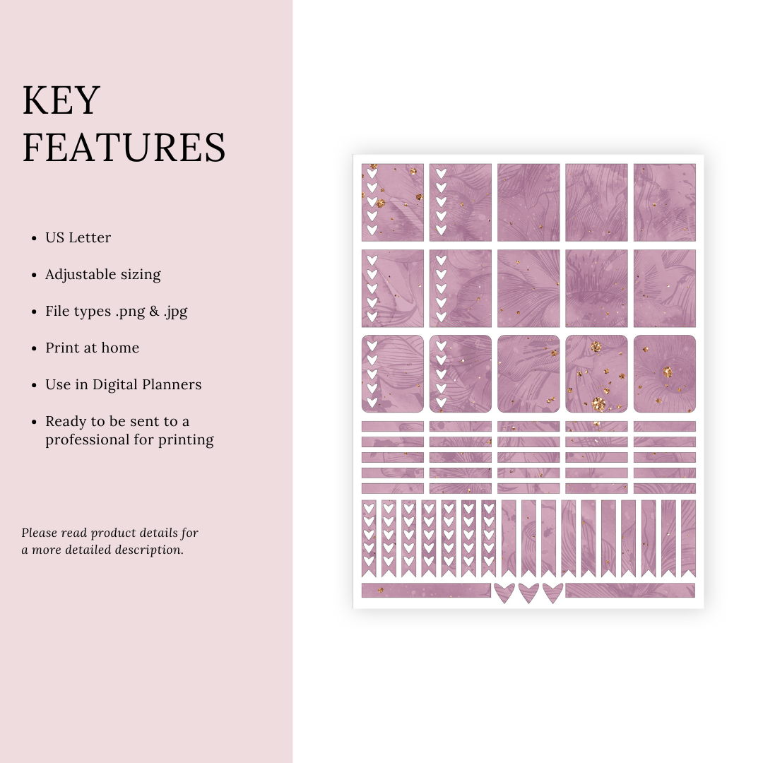 Pink Floral Planner Stickers