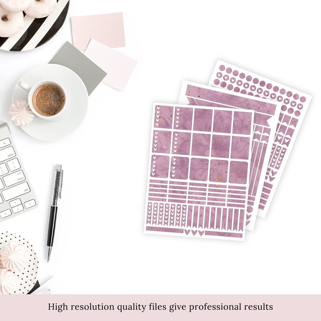 Pink Floral Planner Stickers