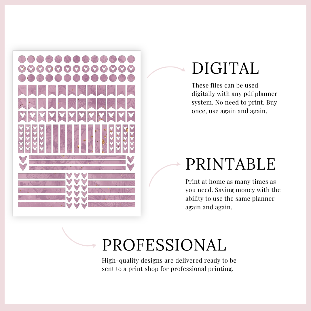 Pink Floral Planner Stickers